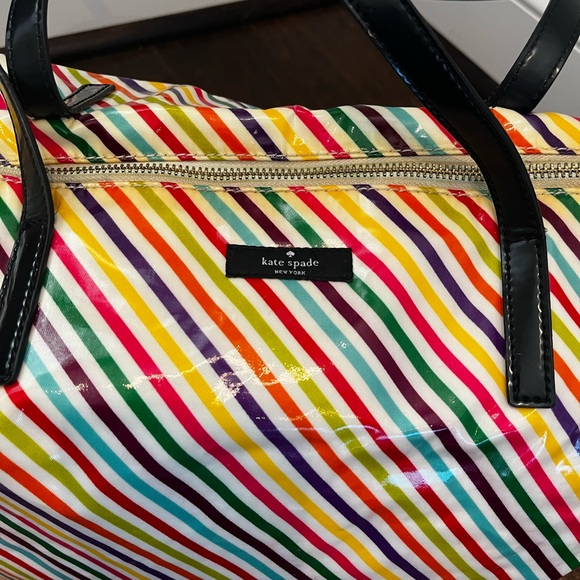 Kate Spade Multicolor Diagonal Stripe Diaper Bag with Black Handles - Picture 7 of 15